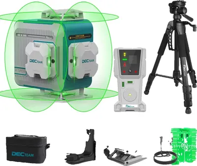 Produktbild von Decteam Laser-Niveau, 16 Linien, selbstnivellierende Genauigkeit, Mit Empfänger-Stativ