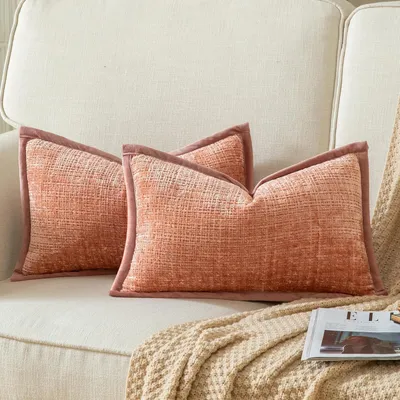 Produktbild von 2er Set Kissenbezüge Rosa 40x60cm Chenille Samtrückseite