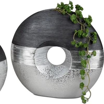 Produktbild von Deko Vase LUXOR mit Lochdesign D. 34cm silber grau aus Keramik Formano WA