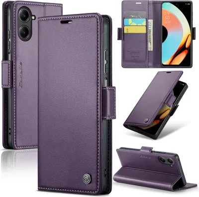 Image de Realme 10 Pro Housse, Portefeuille en cuir Porte-cartes Housse de protection avec fonction stand pour Realme 10 Pro Violet