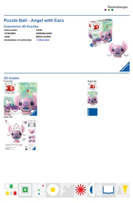 Productafbeelding van Puzzlebal Disney Stitch - Engel met oren, Ravensburger, artikelnummer 11639