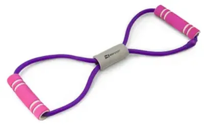 Obrázek produktu pro Hop-Sport Expander s pěnovými rukojeťmi HS-L042YG odporové gumy pro ženy domácí fitness, silový trénink, jóga, pilates, fyzioterapie - fialová