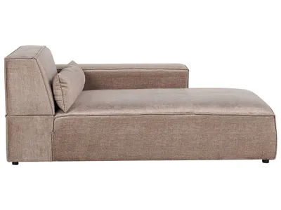 Produktbild von BELIANI Modul Chaiselongue Hellbraun Stoffbezug mit Armlehne Links 1 Dekokissen Skandi Modern Sofaliege Recamière für Modulsofa Wohnzimmer Ausstattung