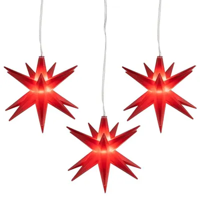LED-Ster 3er-Set, Ø 10 cm, Timer, warmweiß, batteriebetrieben