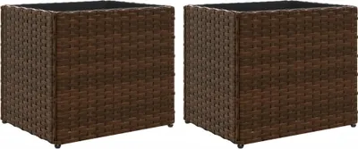 Produktbild von vidaXL Pflanzkübel 2 Stk. Braun 36x30x32 cm Poly Rattan