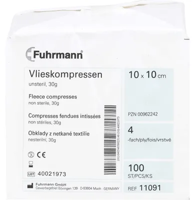 Zdjęcie produktu dla Kompresy włókninowe 10x10cm 4-warstwowe niesterylne, 100 szt