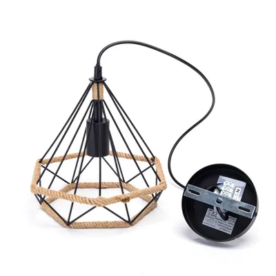 Immagine prodotto di Lampada a sospensione LED, stile retrò, colore nero - attacco E27 - altezza 110 cm - lampadine LED non incluse