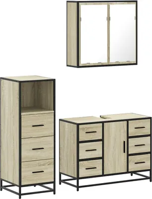 Image de Ensemble de meubles de salle de bain 3 pcs chêne sonoma