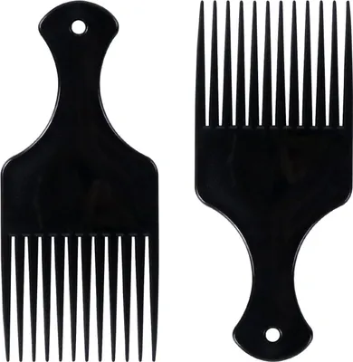 Immagine prodotto di Pettine per capelli afro a denti larghi, nero - 2 pezzi