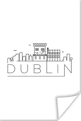 Produktbild von MuchoWow® Poster Skyline "Dublin" weiß 120x180 cm - Kunstposter