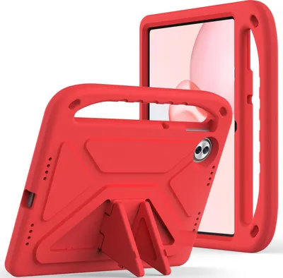 Produktbild von Hülle für Honor Pad 10 2025 12,1 Zoll, Leichte Stoßfeste Eva Kinder Schutzhülle mit Griff und Faltbarem Ständer Rot