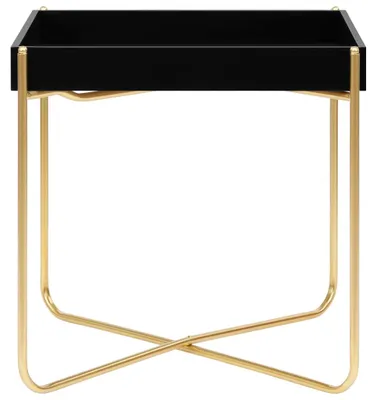 Image de vidaXL Table d'appoint noire et dorée 38 x 38 x 38,5 cm MDF