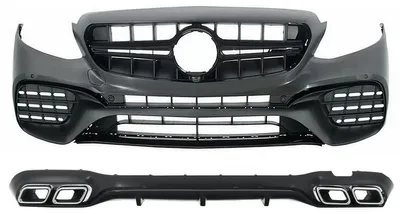 Produktbild von Bodykit für Mercedes E-Klasse W213 16-2019 E63 Design Stoßstange Chrom Auspuffblenden.