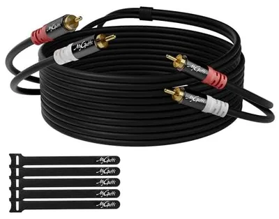 Produktbild von Cinch Kabel 10 meter,2 Cinch Stecker auf 2 Cinch Stecker,Stereo Audio kabel,RCA kabel,OFC,Hi-Fi Sound,doppelt geschirmt,Auto Audio Subwoofer Kabel für Heimkino, Verstärker,Lautsprecher