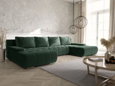 Produktbild von Wohnlandschaft Sofa mit Schlaffunktion VOGAR Stoff Poso Grün