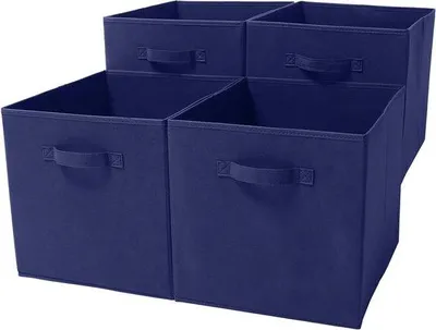 Immagine prodotto di Scatole organizer pieghevoli per neonati in denim blu - Set da 4 - 33 x 37 x 33 cm