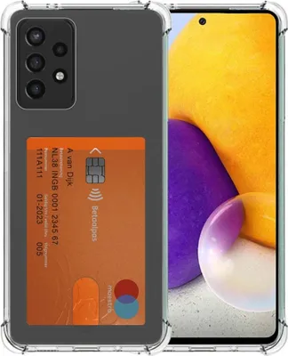 Immagine prodotto di Smartphonica Custodia per telefono adatta a Samsung Galaxy A72 con portacarte in silicone traslucido - Custodia Backcover trasparente in TPU antiurto con slot per carte di credito