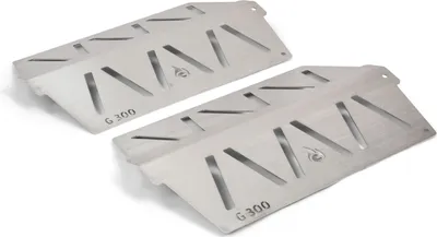 Two silver metal aroma rails for a grill, shown from a slightly elevated angle on a white background.