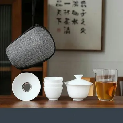 Produktbild von Porzellanservice Gaiwan Teetassen Set Chinesisches Kung-Fu-Reiseteeset Keramik mit Filter