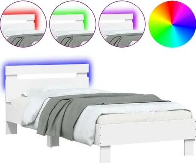 Immagine prodotto di vidaXL Struttura letto con testiera e luci LED bianche 90x200 cm