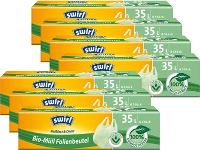Produktbild von Swirl -Müll Folien-Beutel 35l mit Tragegriff  6stk./Rolle (7er Pack)