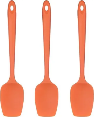 Produktbild von Unyqoos® 3‑teiliges Silikon-Löffelspatel-Set – hitzebeständig bis 315 °C, BPA-frei, flexibel & nahtlos, Teig- und Antihaft-Schaber, Orange