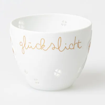 Produktbild von Räder Design Teelichthalter Poesielicht Glückslicht Weiß-Gold (6,5cm)