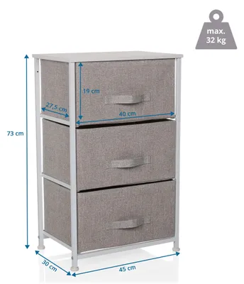 Immagine prodotto di hjh LIVING Cassettiera a 3 cassetti FOLDRESS M Mobile credenza 73,0 x 45,0 x 30,0 cm