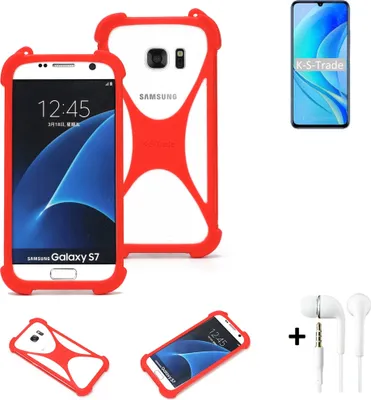 Produktbild von Handy-hülle + Kopfhörer kompatibel mit Huawei Enjoy 50 Schutz-hülle Bumper Silikon Schutz Hülle Cover Case Silikoncase Silikonbumper TPU Softcase