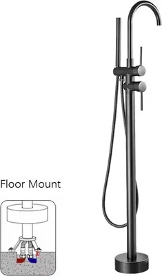 Produktbild von Badewannenarmatur, freistehendes Design, Dual-Control-Griff, Schwarz-A