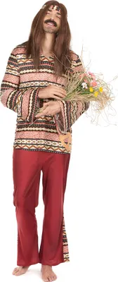 Immagine prodotto di Costume da uomo Hippie anni '60 color bordeaux - M / L
