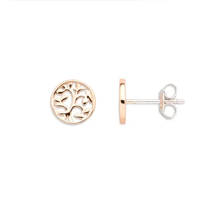 Produktbild von Xenox Damen Sterling Silber 925 Ohrstecker in Rosegold mit Baum des Lebens Motiv - Symbolic Power XS2910R