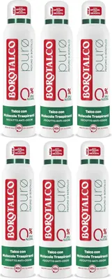 Produktbild von Borotalco Deodorante Spray Puro mit Talk atmungsaktiven Molekülen ohne Aluminium & Alkohol 48h wirksam 6x 150ml