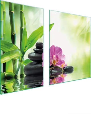 Immagine prodotto di Piastre coprifornelli 2 pezzi 100x52 Copriforno in Vetroceramica tagliere in vetro orchidea viola