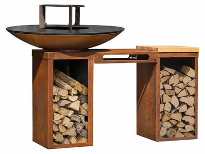 Produktbild von Plancha-Set PIO 100 Deluxe 1 - mit 2 Holzlagern, Ablage und Topgrill