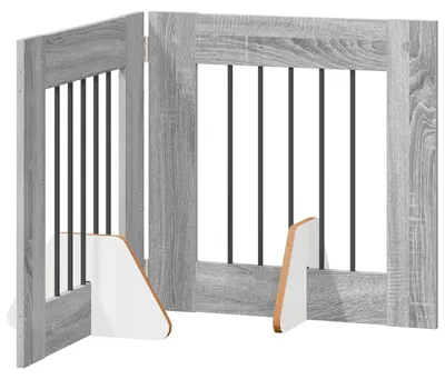 Image de vidaXL : Barrière pliante pour chien avec supports, 2 pièces, couleur Sonoma gris, 120,5 cm