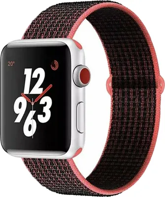 Produktbild von Armband für Apple Watch Series 8 7 6 5 4 3 2 1 SE - Nylon Band Ersatzarmband Sport Loop - Magenta/Schwarz - 42mm 44mm 45mm