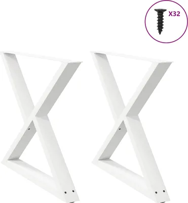 Image de Pieds de table à manger 2 pièces Blanc 90 x (72-73,3) cm Acier