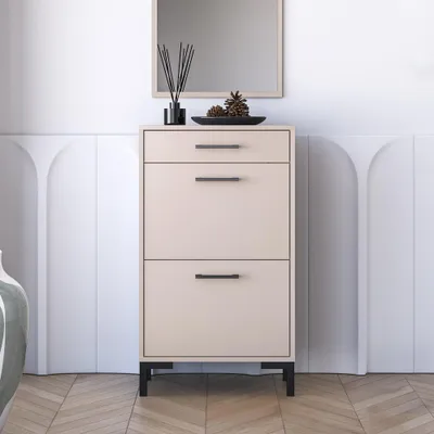 Produktbild von Flur Schuhschrank 55 cm breit in Beige - OLHAO-131
