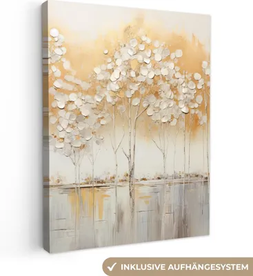 Produktbild von MuchoWow® - Leinwandbilder - Bäume - Kunst - Acryl - Natur, Wandbild, Wanddeko Bilder Wohnzimmer, 60x80 cm