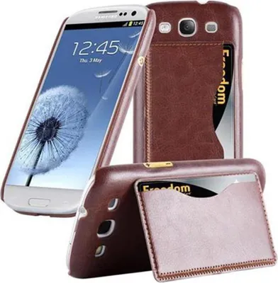 Produktbild von Cadorabo Hülle für Samsung Galaxy S3 / S3 NEO Schutzhülle in Braun Hard Case Handy Hülle Schutzhülle Standfunktion