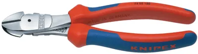 Zdjęcie produktu dla Knipex 74 05 200, Szczypce ukośne, Stal chromowo-wanadowa, Plastik, Niebieski, Czerwony, 200 mm, 303 g