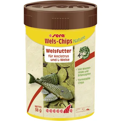 Produktbild von sera Catfish Chips Nature, Zierfisch, Trockenfischfutter, Kartoffelchips, Vitamin A, Vitamin B1, Vitamin B2, Vitamin C, Vitamin D3, Groß, 31,2%