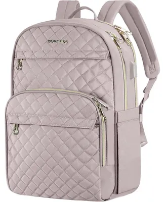 Productafbeelding van Rugzak dames, 15,6 inch laptop rugzak, rugtas, waterdicht, met USB-oplaadpoort, kleur: roze