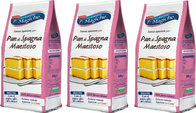 Produktbild von 3x Lo Conte Le Farine Magiche Pan di Spagna Maestoso Mehl für Biskuitkuchen 300g Weichweizenmehl Typ "1"