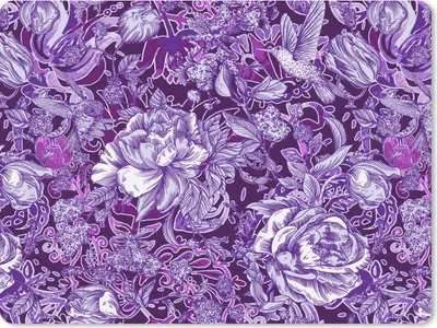 Produktbild von MuchoWow® Mauspad Mousepad Kolibri - Rosen - Lila 23x19 cm - Mousepads - Maus Mat - Pad - Mausunterlage - Schreibtischunterlage - Mauspad