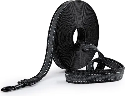 Image de Toozey Laisse à pister pour chiens 10m Noir Laisse caoutchoutée pour chiens avec sac