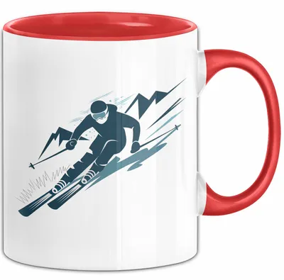 Produktbild von Skifahrer Tasse Geschenkidee für Schneepisten Fans (Rot)