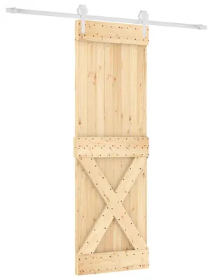 Image de Porte coulissante Naturel et Blanc 70 x 210 cm