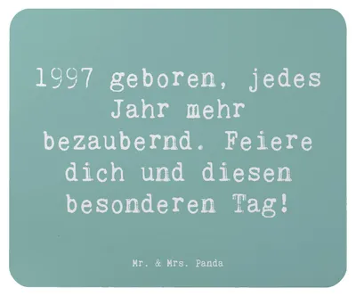 Produktbild von Mr. & Mrs. Panda Mousepad Spruch 1997 Geburtstag Charmant - Meeresbrise - Geschenk, besondere Momente, Geboren am, Geburtstagsfeier, Happy Birthday, Mouse Pad, Mauspad